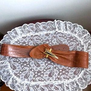 Vintage Leather Reptile Pattern Geometric Buckle S